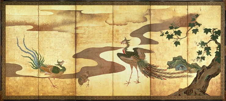 Kano Tan'yu - Phoenixes by Paulownia Trees - Google Art Project