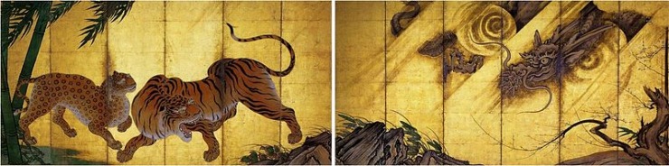 Tigres et dragons par Kanō Sanraku