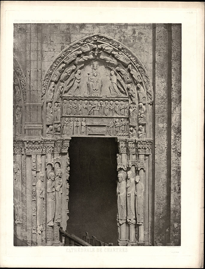 Monografie de la Cathedrale de Chartres - Atlas - Facade de occidentale Porte de droite - Heliographie