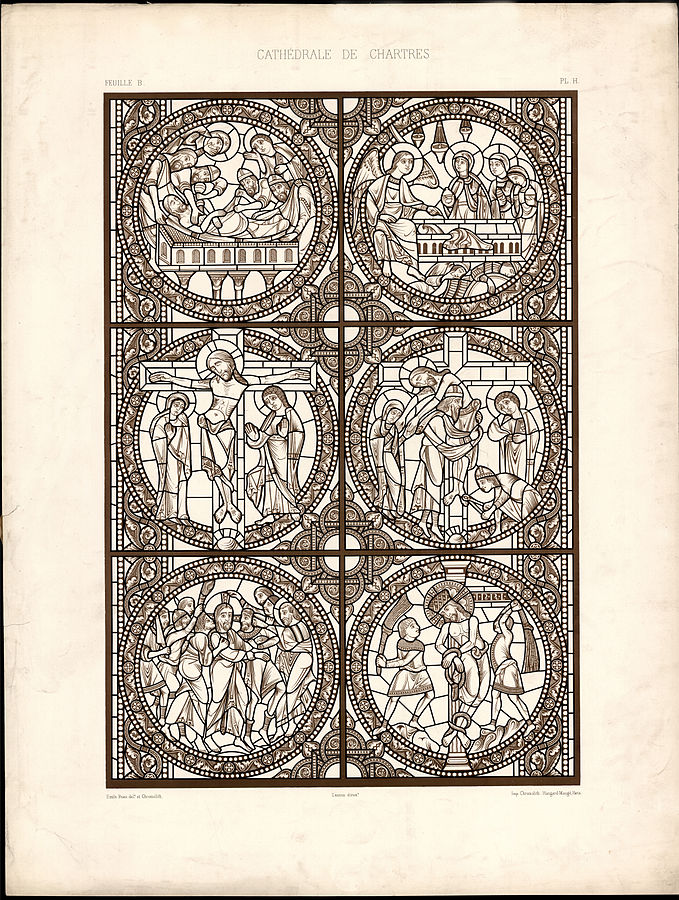 Monografie de la Cathedrale de Chartres - Atlas - Vitrail de la passion de Jesus Christ - Plan H - Feuille B.jpg